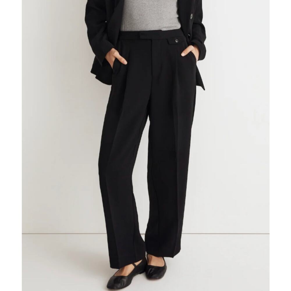 NWT MADEWELL The Rosedale High-Rise Straight Pant in Crepe Black 0 - Picture 1 of 7